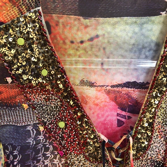 Bedazzled Chiffon Tunic Cover Up Size Large - Picture 4 of 6